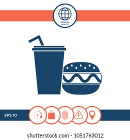 Hamburger or Cheeseburger, Paper cup with drinking straw icon