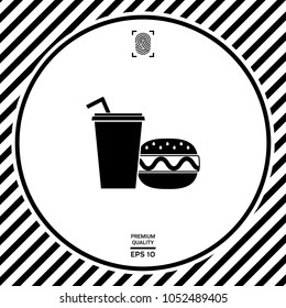 Hamburger or Cheeseburger, Paper cup with drinking straw icon
