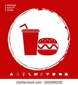 Hamburger or Cheeseburger, Paper cup with drinking straw icon