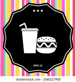 Hamburger or Cheeseburger, Paper cup with drinking straw icon