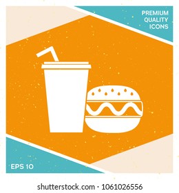 Hamburger or Cheeseburger, Paper cup with drinking straw icon