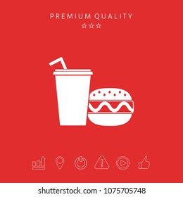 Hamburger or Cheeseburger, Paper cup with drinking straw icon