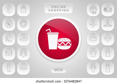 Hamburger or Cheeseburger, Paper cup with drinking straw icon
