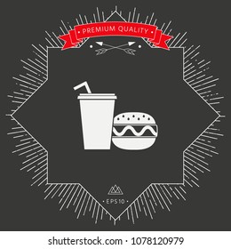 Hamburger or Cheeseburger, Paper cup with drinking straw icon