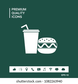 Hamburger or Cheeseburger, Paper cup with drinking straw icon