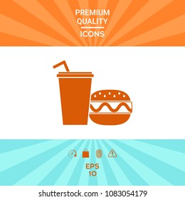 Hamburger or Cheeseburger, Paper cup with drinking straw icon