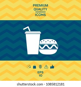 Hamburger or Cheeseburger, Paper cup with drinking straw icon