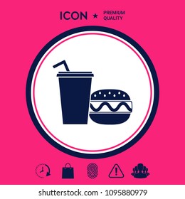Hamburger or Cheeseburger, Paper cup with drinking straw icon