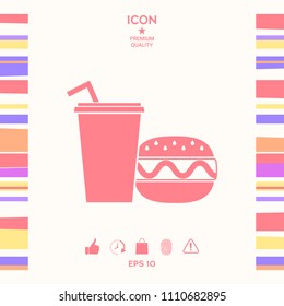 Hamburger or Cheeseburger, Paper cup with drinking straw icon