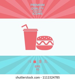 Hamburger or Cheeseburger, Paper cup with drinking straw icon