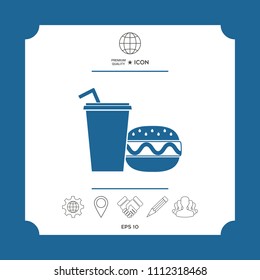 Hamburger or Cheeseburger, Paper cup with drinking straw icon