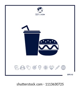 Hamburger or Cheeseburger, Paper cup with drinking straw icon