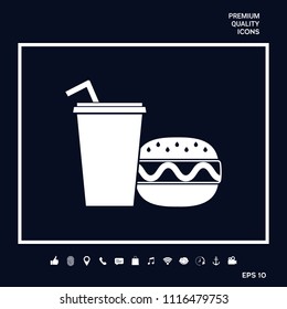 Hamburger or Cheeseburger, Paper cup with drinking straw icon