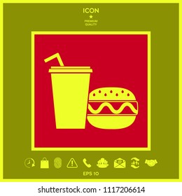 Hamburger or Cheeseburger, Paper cup with drinking straw icon