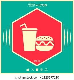 Hamburger or Cheeseburger, Paper cup with drinking straw icon