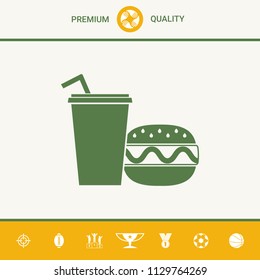Hamburger or Cheeseburger, Paper cup with drinking straw icon