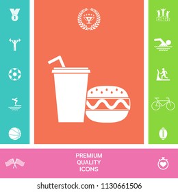 Hamburger or Cheeseburger, Paper cup with drinking straw icon