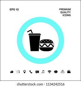 Hamburger or Cheeseburger, Paper cup with drinking straw icon
