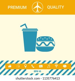 Hamburger or Cheeseburger, Paper cup with drinking straw icon