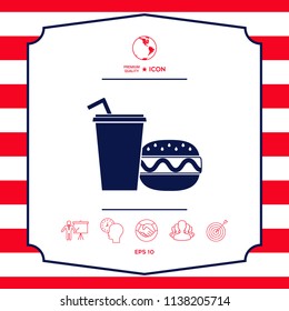 Hamburger or Cheeseburger, Paper cup with drinking straw icon