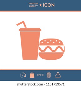 Hamburger or Cheeseburger, Paper cup with drinking straw icon