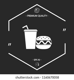 Hamburger or Cheeseburger, Paper cup with drinking straw icon