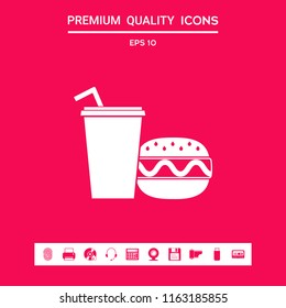 Hamburger or Cheeseburger, Paper cup with drinking straw icon