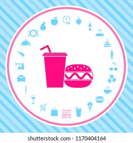 Hamburger or Cheeseburger, Paper cup with drinking straw icon