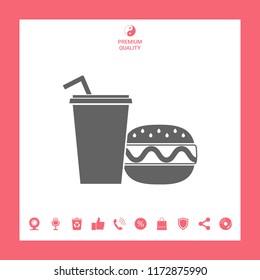 Hamburger or Cheeseburger, Paper cup with drinking straw icon