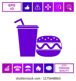 Hamburger or Cheeseburger, Paper cup with drinking straw icon