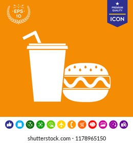 Hamburger or Cheeseburger, Paper cup with drinking straw icon