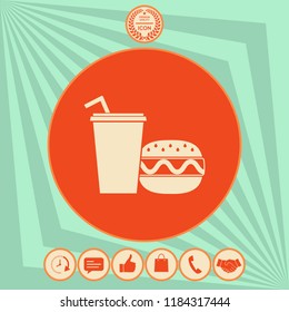 Hamburger or Cheeseburger, Paper cup with drinking straw icon