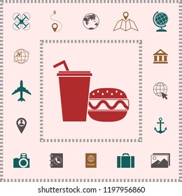 Hamburger or Cheeseburger, Paper cup with drinking straw icon
