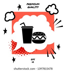 Hamburger or Cheeseburger, Paper cup with drinking straw icon