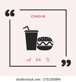 Hamburger or Cheeseburger, Paper cup with drinking straw icon. Graphic elements for your design