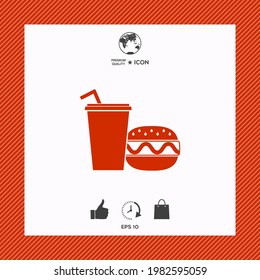 Hamburger or Cheeseburger, Paper cup with drinking straw icon