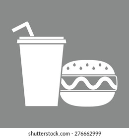 Hamburger or Cheeseburger, Paper cup with drinking straw icon