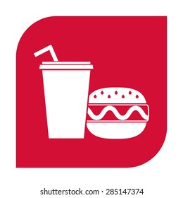 Hamburger or Cheeseburger, Paper cup with drinking straw icon