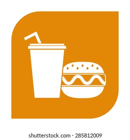 Hamburger or Cheeseburger, Paper cup with drinking straw icon