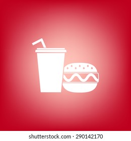 Hamburger or Cheeseburger, Paper cup with drinking straw icon