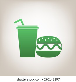 Hamburger or Cheeseburger, Paper cup with drinking straw icon