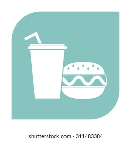 Hamburger or Cheeseburger, Paper cup with drinking straw icon