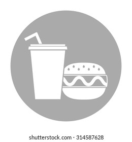 Hamburger or Cheeseburger, Paper cup with drinking straw icon