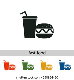 Hamburger or Cheeseburger, Paper cup with drinking straw icon
