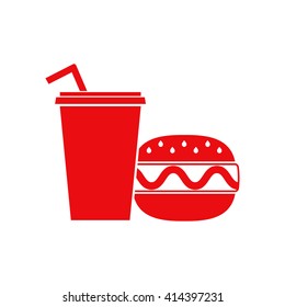 Hamburger or Cheeseburger, Paper cup with drinking straw icon