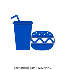 Hamburger or Cheeseburger, Paper cup with drinking straw icon