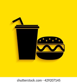 Hamburger or Cheeseburger, Paper cup with drinking straw icon