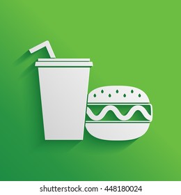 Hamburger or Cheeseburger, Paper cup with drinking straw icon