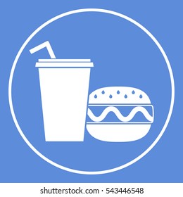 Hamburger or Cheeseburger, Paper cup with drinking straw icon