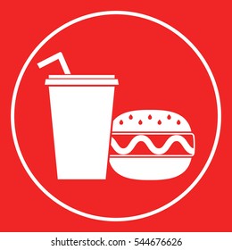 Hamburger or Cheeseburger, Paper cup with drinking straw icon